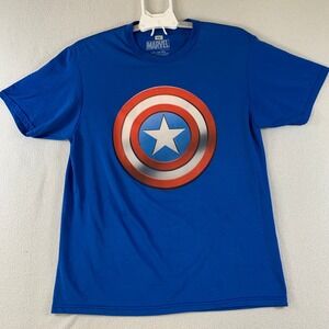 Marvel Captain America Shield Graphic T-Shirt Men's Short Sleeve Blue MD (38-40)